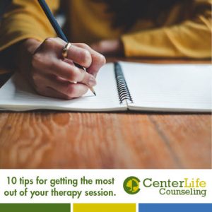 therapy session tips, person taking notes
